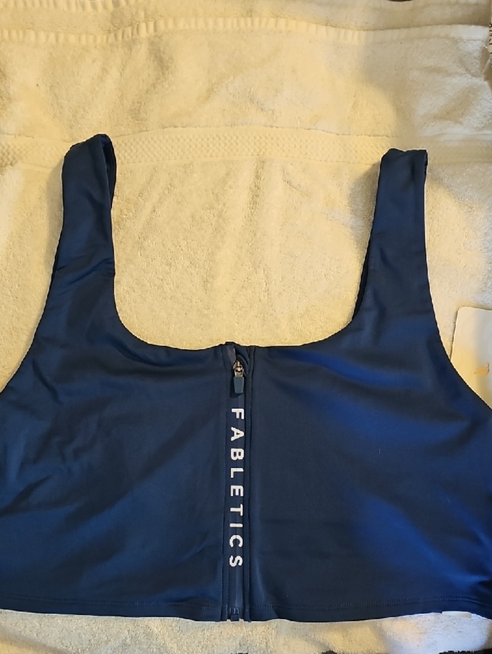 Fabletics Deep Blue Front-Zip Workout Bra